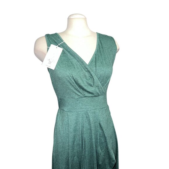 Halara Deep V Neck Sleeveless High Low Crossover Hem Midi Casual Dress Sz Large - Picture 6 of 14